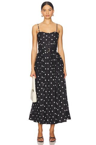Karina Grimaldi Diana Print Dress in Black Polka from Revolve.com | Revolve Clothing (Global)