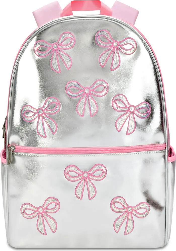 Kids' Sequin Bows Metallic Faux Leather Backpack | Nordstrom