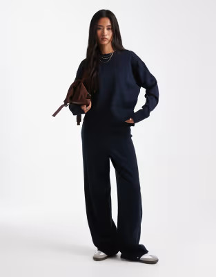ASOS DESIGN knitted structured trouser co-ord in navy | ASOS | ASOS (Global)