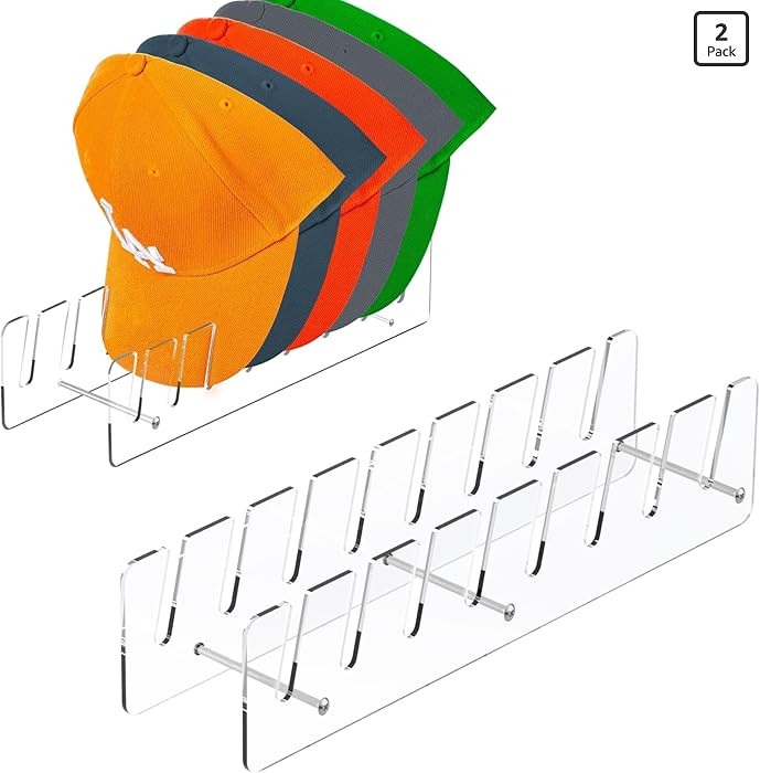 CARUUYI Hat Stand Organizer for Baseball Caps, Acrylic Hat Holder & Rack, 2PCS Clear Stand for 16... | Amazon (US)