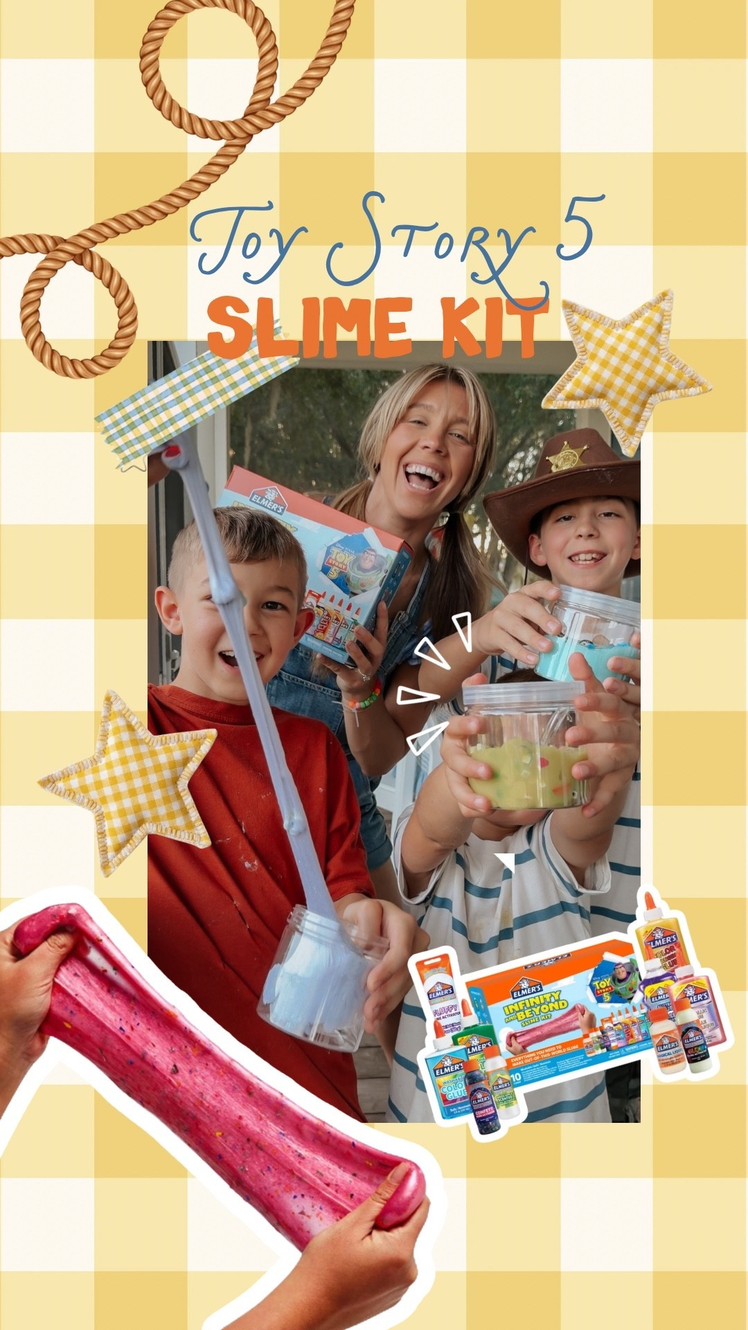 #ad #ElmersPartner The boys LOVED this Toy Story 5 slime kit from @elmersproducts! Since the Toy Story 5 is coming to theaters June 19, we’re in a full blown Toy Story summer & with all the crafting we’ve been doing lately, I LOVE that this kit comes with everything you need to make 5 different slimes!! I didn’t have to make a trip to the store for tons of supplies because it comes with 5 different super cool glues and 5 different Magical Activators to make all different types of slimes! Just open the box and create!! Craft maxxing FOR SURE. 

Comment SHOP & I’ll send you the link to the kit!!

*The slime mixes you can make:
Fluffy, Confetti Glitter, Color Changing, Glow in the Dark, & Green Apple Scented!

I also brought some of our beads out for the boys to make mix ins and put them in some plastic containers to store and play with later too!!

© 2026 Disney/Pixar #ToyStory5