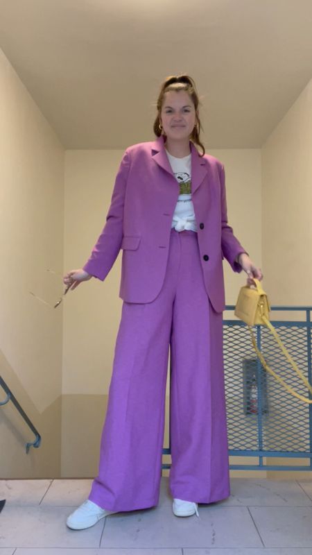 Nasty gal monochromatic suit, matching set, purple Single Breasted Tailored Two Piece Set Blazer + High Waisted Wide Leg Tailored Pants, on sale now, budget-friendly + affordable, food/snacks graphic tee, tshirt, casual outfit, wear to the office, work look, Reebok Club C 85 Vintage Sneaker, comfy shoes, Jacquemus Le Grand Bambino crossbody bag, fall / winter, spring / summer, designer purse, gold jewelry (rings, earrings) from amazon, round metal ray ban sunglasses

#LTKsalealert #LTKunder100 #LTKunder50