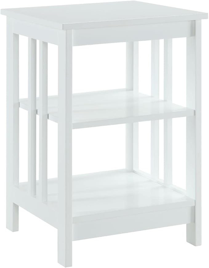 Convenience Concepts Mission End Table with Shelves, White | Amazon (US)