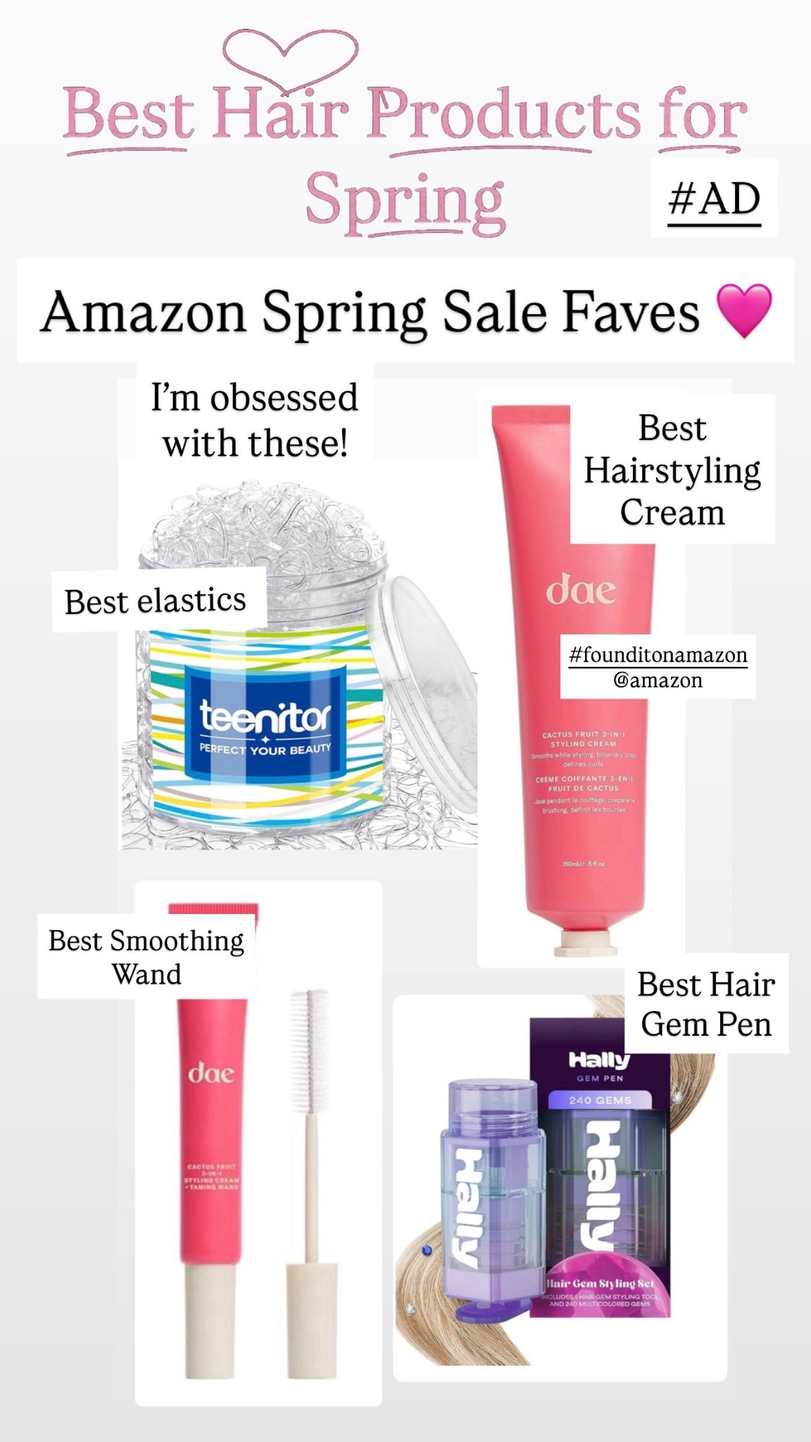 SPRING REFRESH 🩷 It’s that time of year to refresh on all of your beauty products, and hair products are always on the top of my list! These are my favorite hair products from the Amazon spring sale! These are my tried and true! 
.
Head over to my LTK shop to check out more beauty products that I’m restocking on this spring season!
.
#AD #founditonamazon @amazon
