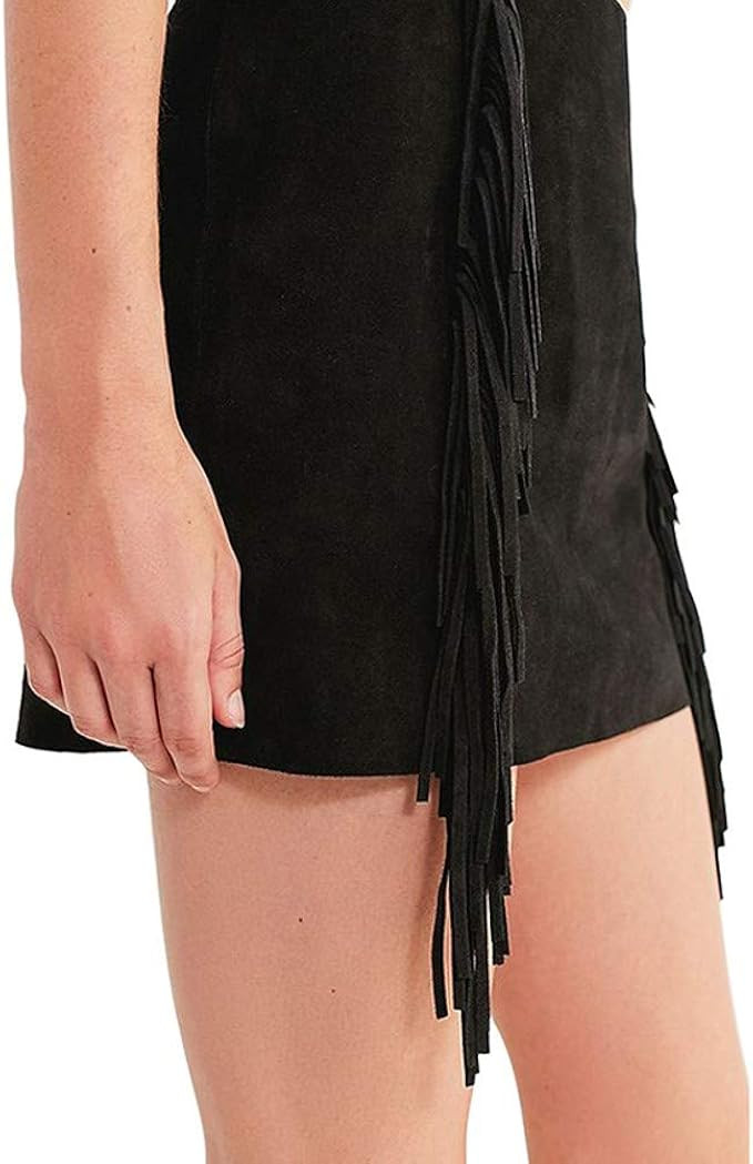 katiewens Women's Classic High Waist Lace Up Bodycon Faux Suede A Line Mini Pencil Skirt | Amazon (US)