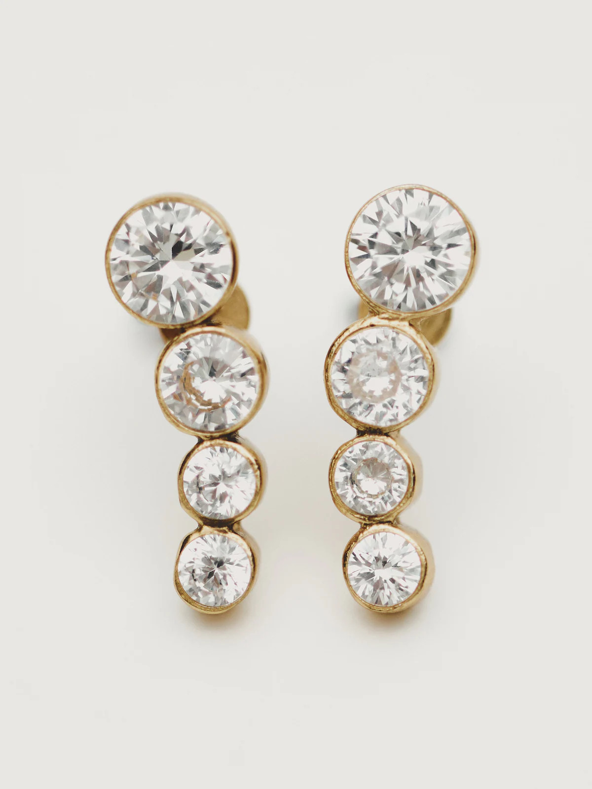 Rhinestone-encrusted climber earrings | Massimo Dutti US