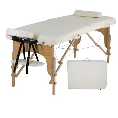 FDW Massage Table Massage Bed Spa Bed 73 Inches Long Height Adjustable Massage Table W/Sheet Cradle Bolster Portable 2 Folding Salon Table,Cream | Target