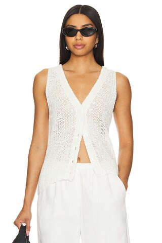 Enza Costa Linen Open Knit Vest in White from Revolve.com | Revolve Clothing (Global)