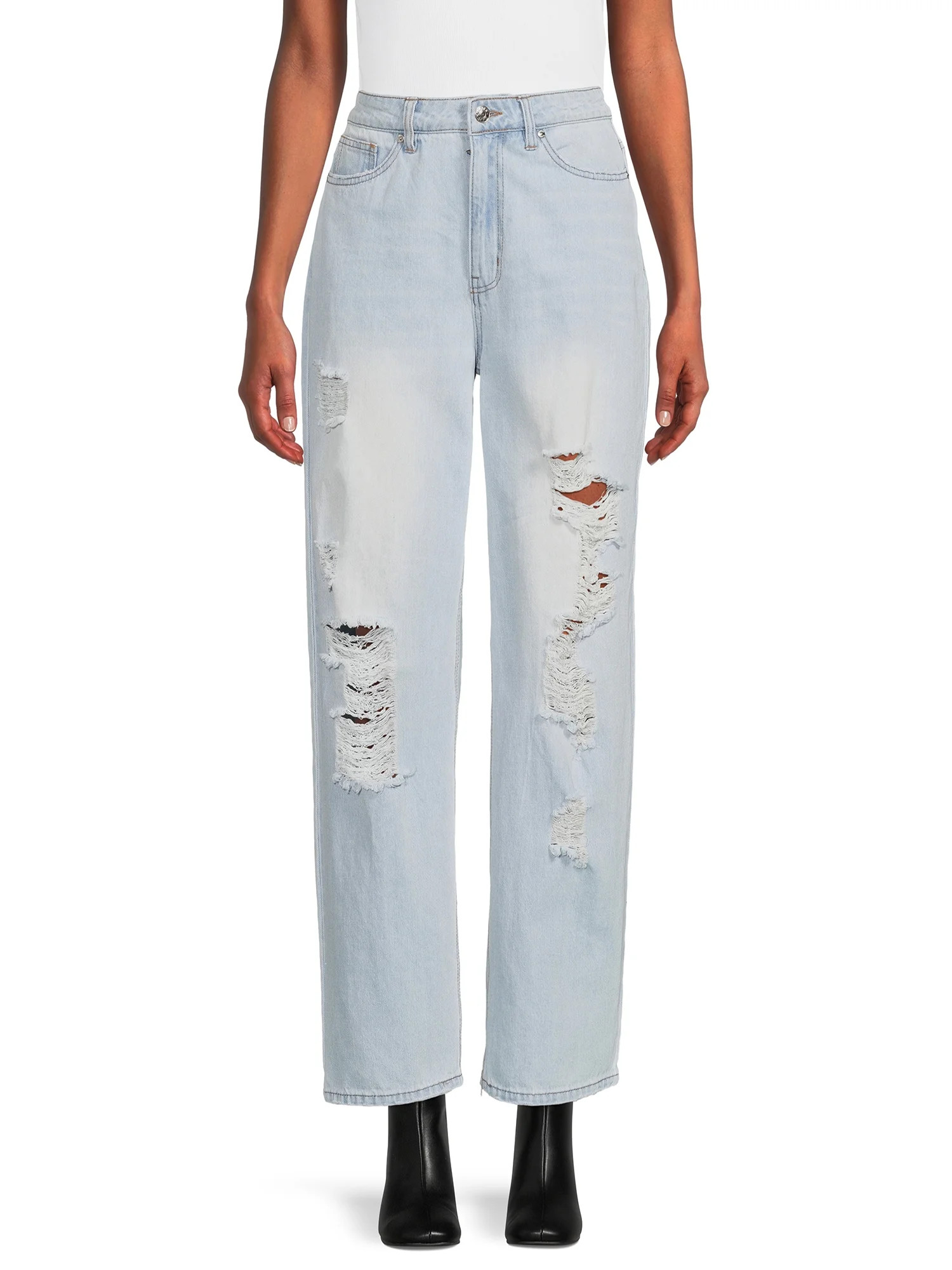 Madden NYC Women's Destructed Ultra 90s Jeans | Walmart (US)