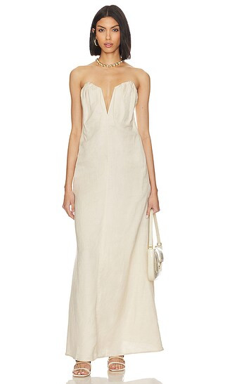 Raya Maxi Dress in Natural Beige | Revolve Clothing (Global)