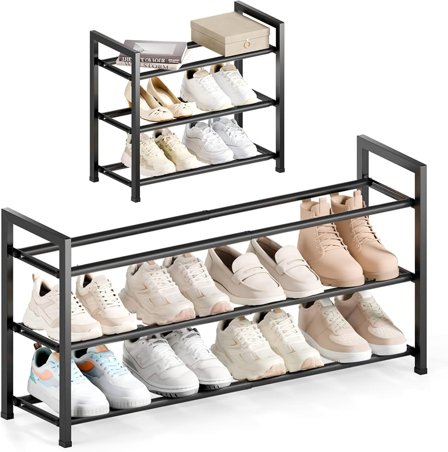 Bumusty 3 Tier Expandable Shoe Rack, Black | Amazon (UK)