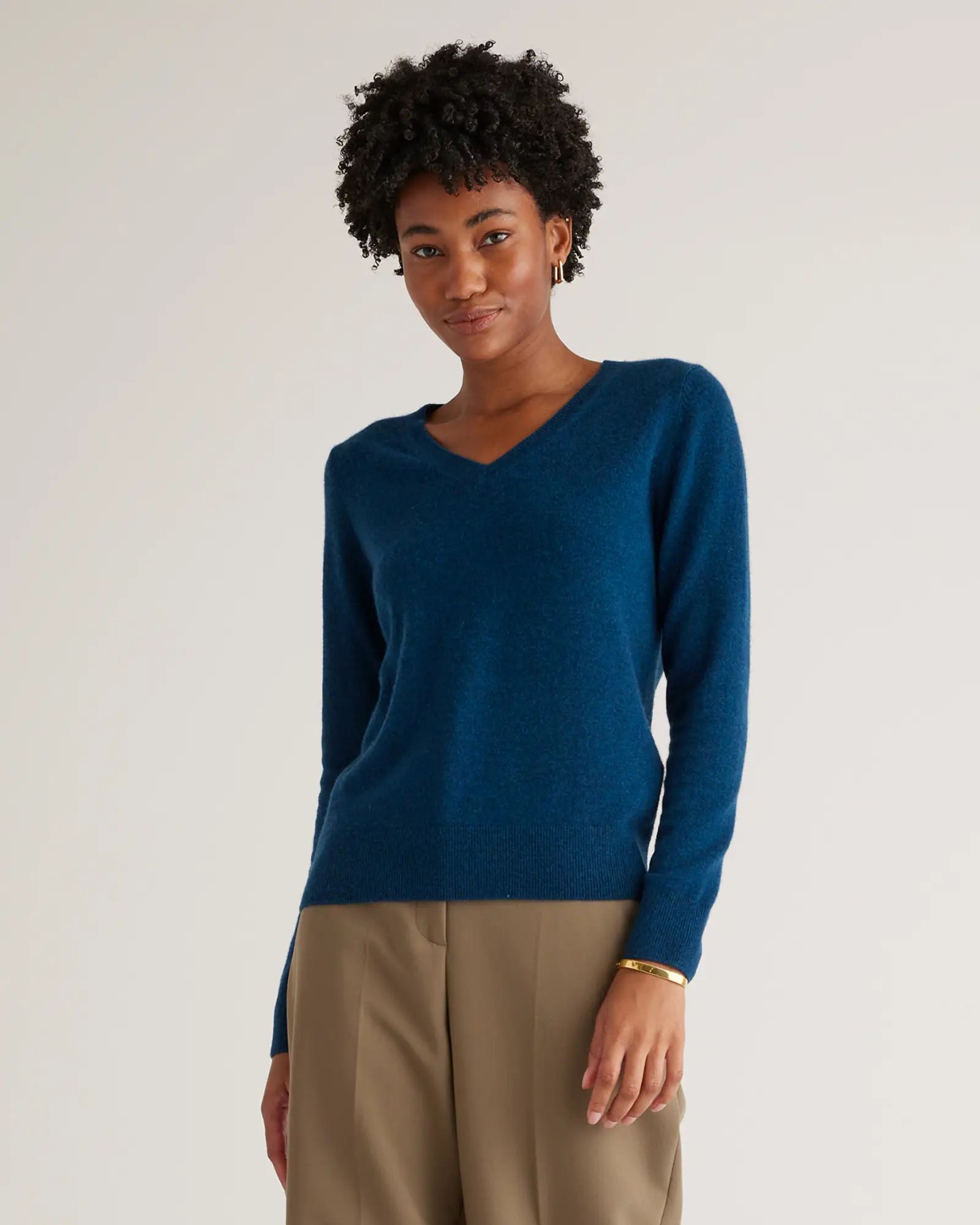 Mongolian Cashmere V-Neck Sweater | Quince