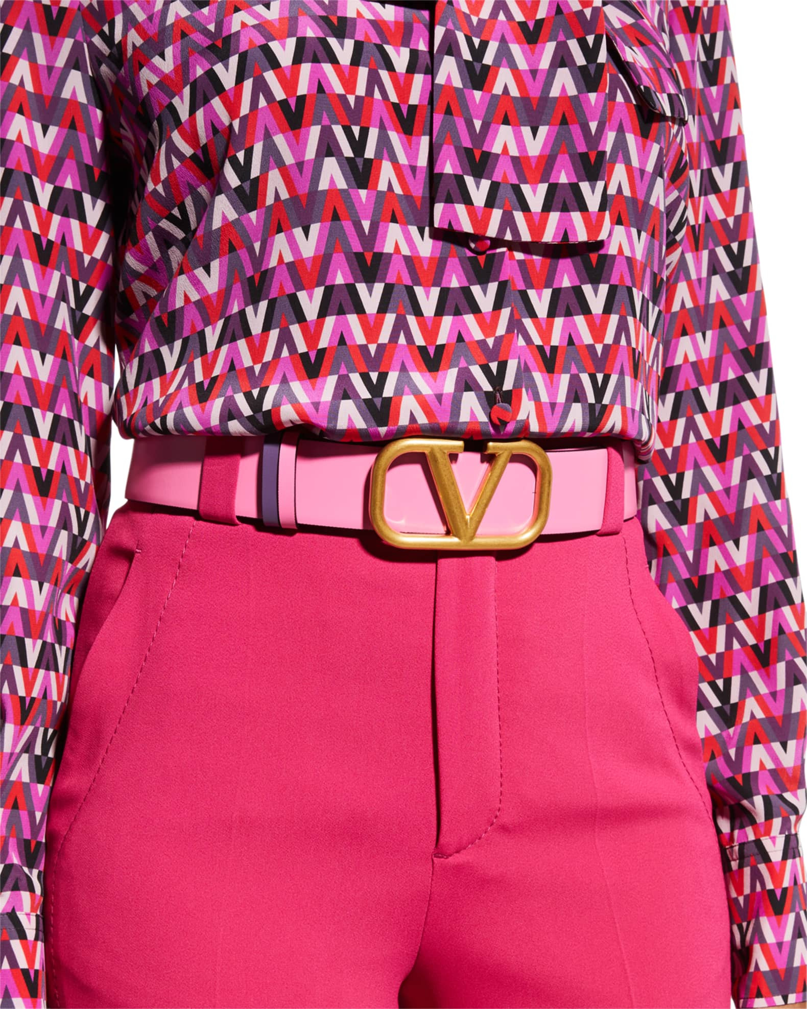 Valentino Garavani VLOGO Reversible Leather Belt | Neiman Marcus