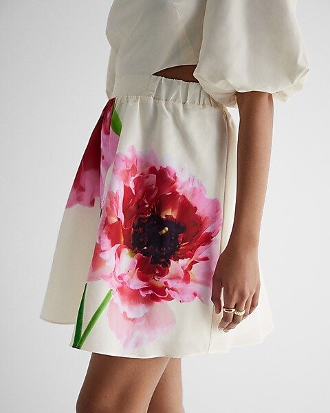 Floral Puff Sleeve Cutout Mini Dress | Express