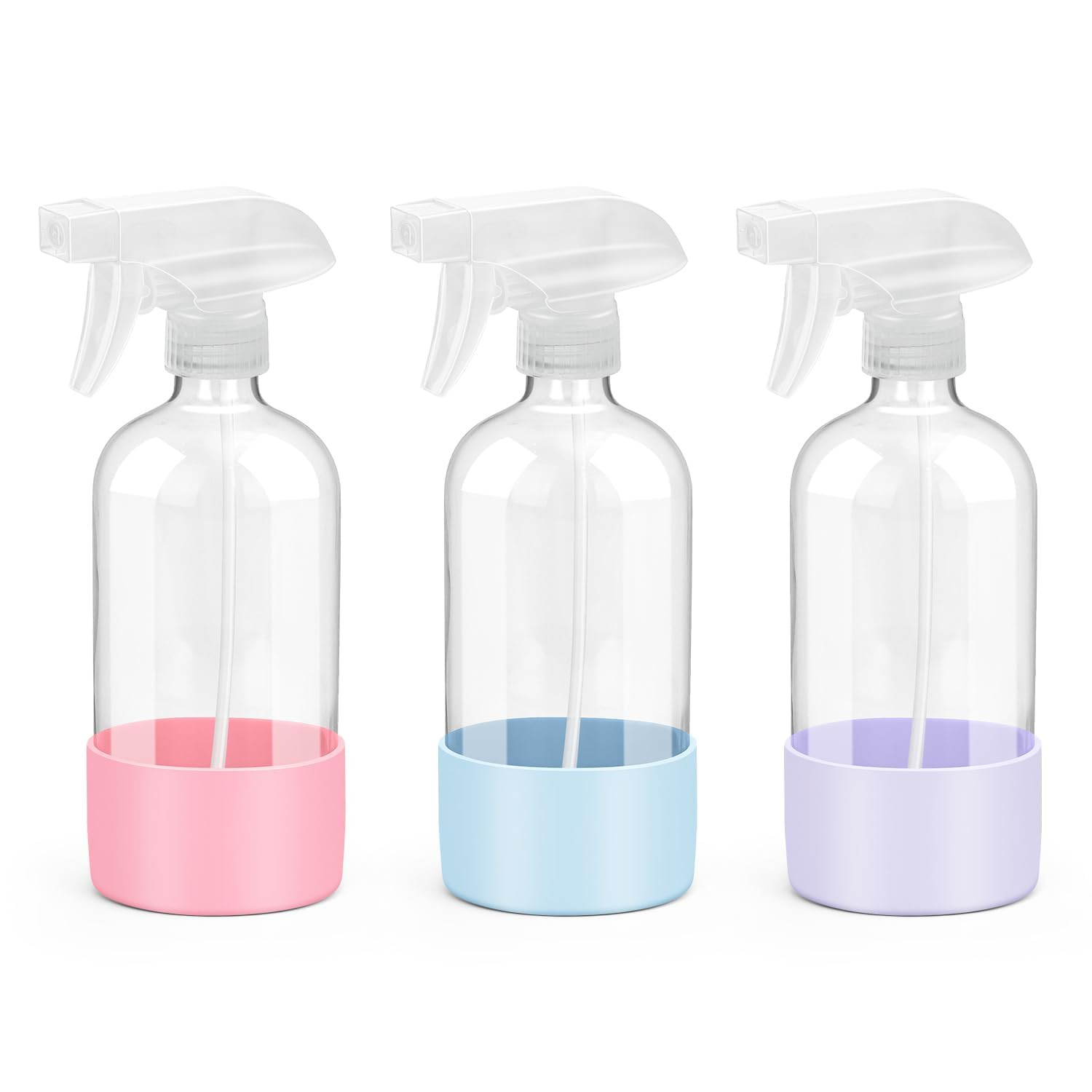 Glass Spray Bottles with Silicone Sleeve Protection, Empty 16 oz Refillable Containers, Reusable ... | Amazon (US)