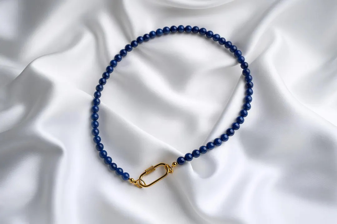 NAIROBI Blue Lapis Lazuli Beaded Necklace Choker, Lapis Lazuli Necklace, Blue Necklace, Blue Gems... | Etsy (US)