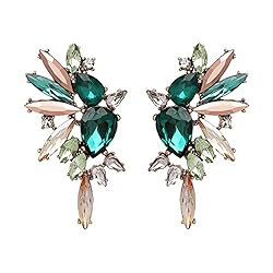 Fahion Statement Vintage Drop Dangle Earrings for Women Girls Green Crystal Earrings | Amazon (US)