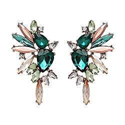 Fahion Statement Vintage Drop Dangle Earrings for Women Girls Green Crystal Earrings | Amazon (US)