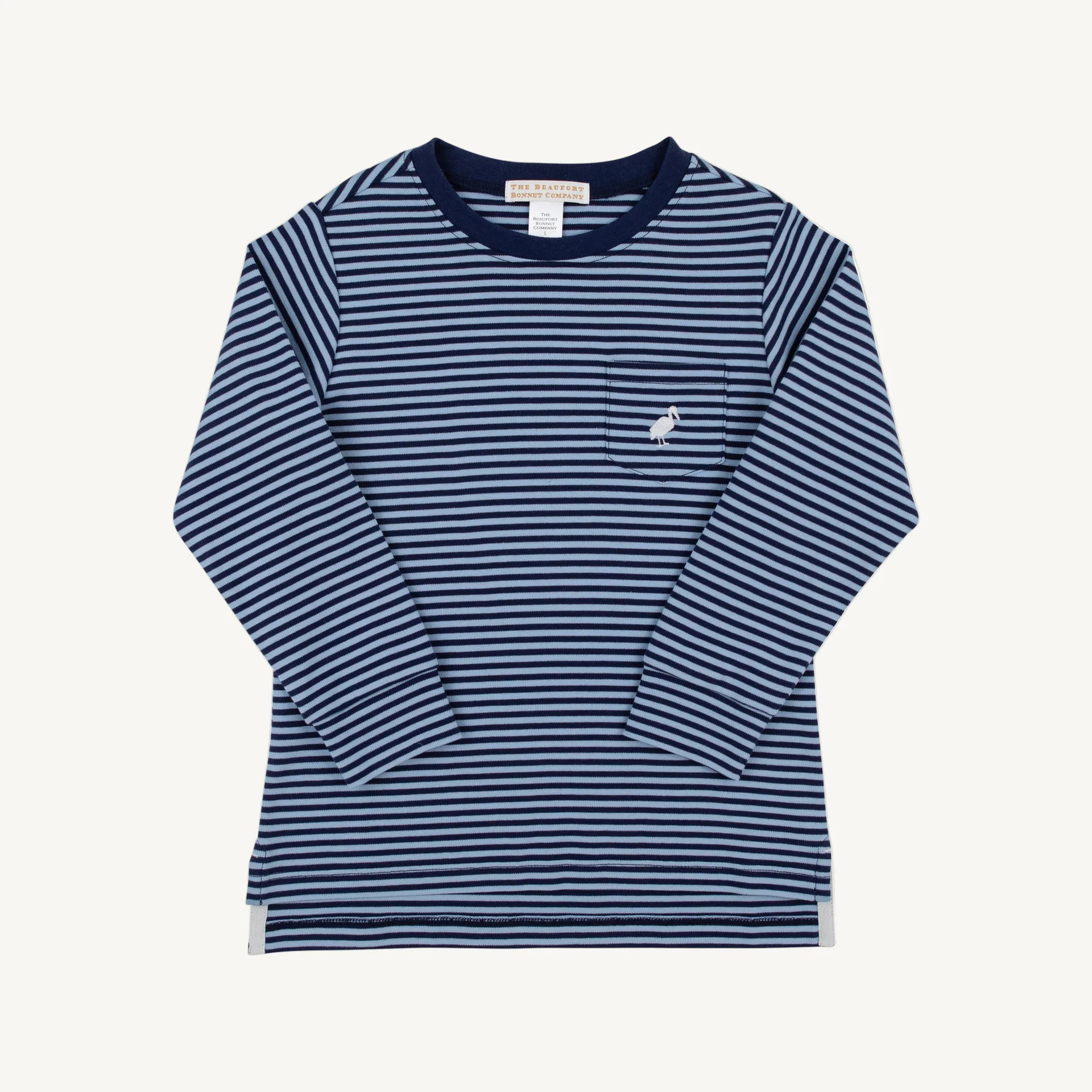 Long Sleeve Carter Crewneck - Barrington Blue & Nantucket Navy Stripe | The Beaufort Bonnet Company