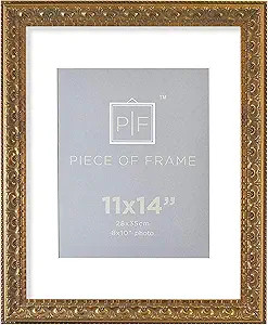 Golden State Art, 11x14 Ornate Finish Photo Frame with White Mat for 8x10 Picture & Real Glass, C... | Amazon (US)