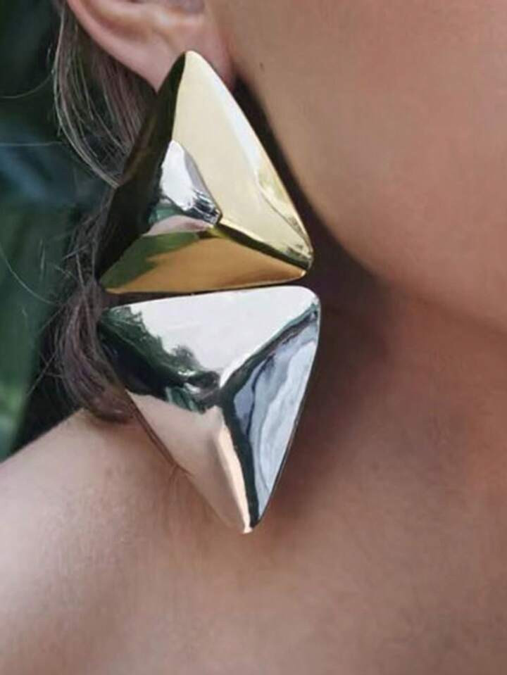 1 Pair Retro Luxury Minimalist Design Alloy Geometric Triangle Dangle Earrings, Versatile For Dai... | SHEIN