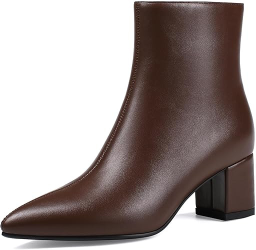 Women's Ankle Boots Pointed Toe Chunky Block Heel Short Boots for Women Low Heeled Booties | Amazon (US)