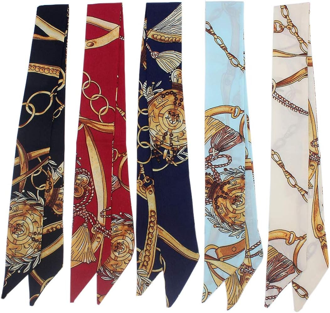 5pcs Tassels and Chains Design Bag Handbag Handle Ribbon Scarf Hair Head Band Neck Scarf Neckerch... | Amazon (US)