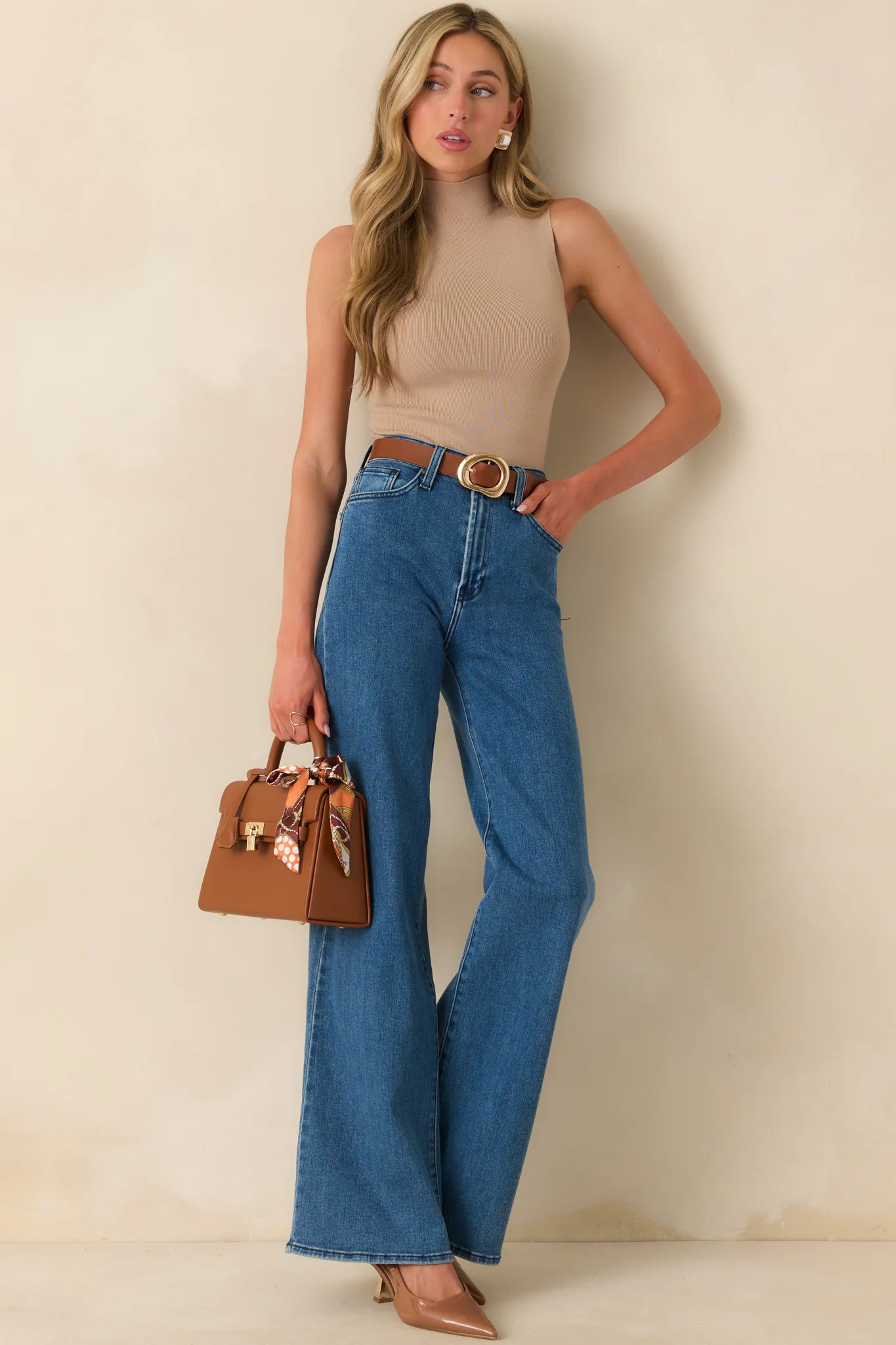 Wherever We Go Medium Wash Wide Leg Jeans | Red Dress