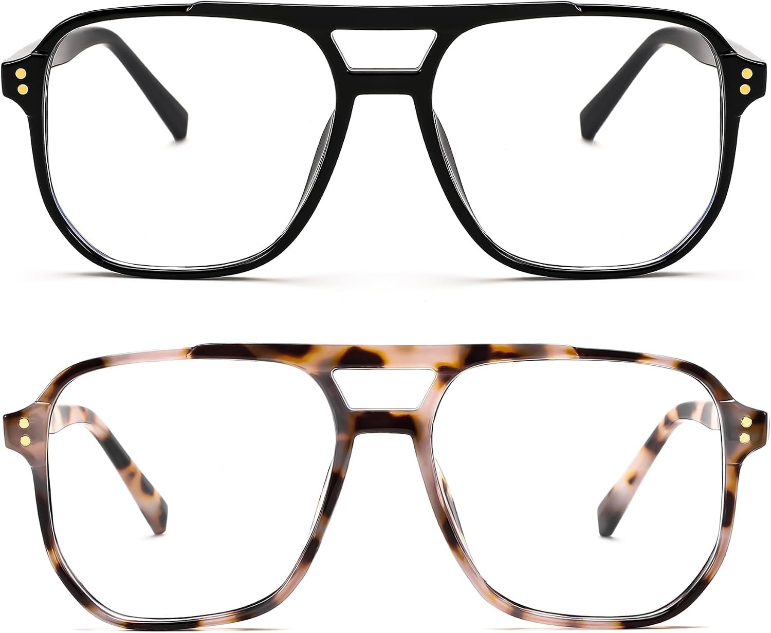 FEISEDY 2Pack Blue Light Blocking Glasses Fake Nerd Clear Square Computer Lightweight Pilot Glasses Frame Oversized B2866 | Amazon (US)