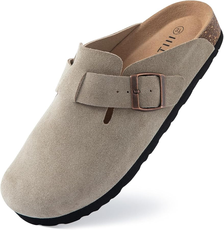 IIITHREE Women's Suede Clogs Cork Footbed Clogs for Women Soft Leather Adjustable Buckle Slip-on ... | Amazon (CA)