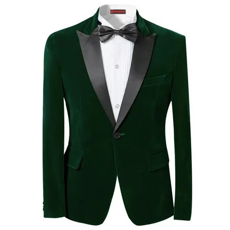 Cloudstyle Velvet Business Jacket for Men Slim Fit Men s Peak Lapel Business Coat | Walmart (US)
