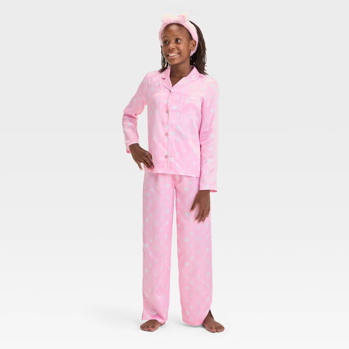 Girls' FAO Schwarz Coat Pajama Set with Headband - Pink S | Target