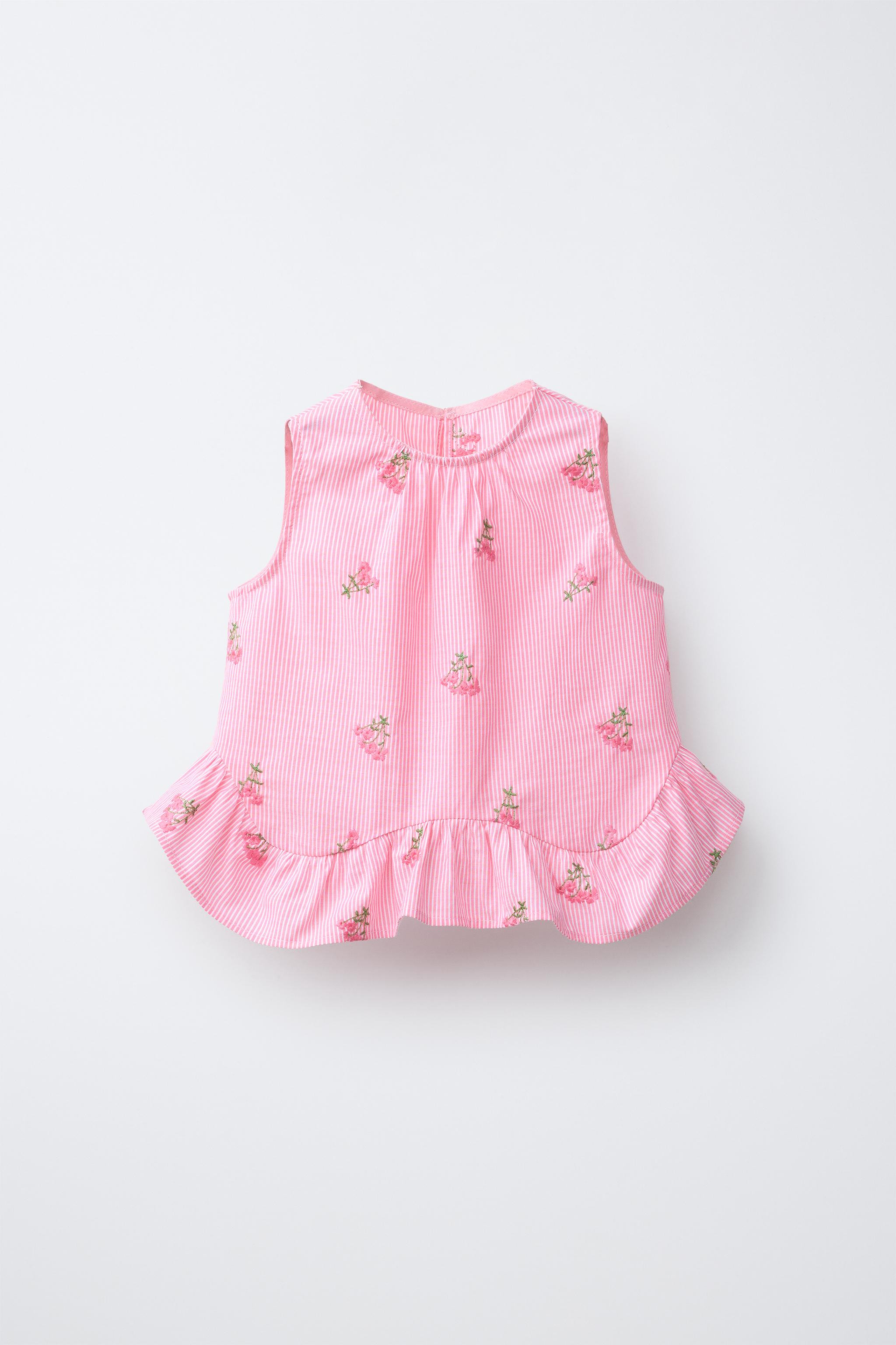 EMBROIDERED FLORAL STRIPED TOP | Zara US
