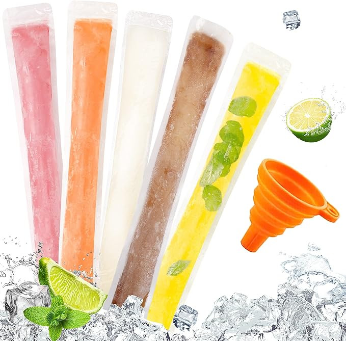 FEBSNOW 120 Disposable Ice Popsicle Mold Bags Freezer Tubes With Zip Seals For Healthy Snacks,Yog... | Amazon (US)