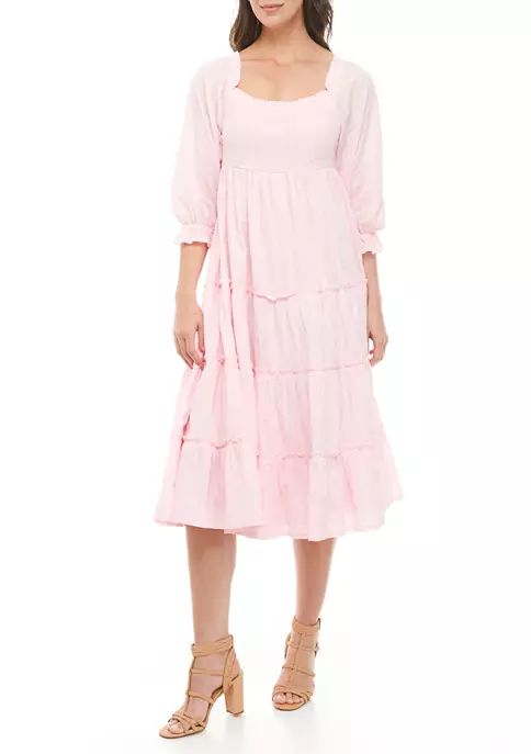 Women's 3/4 Sleeve Smocked Bodice Dress | Belk