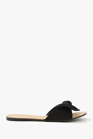 Forever 21 Faux Suede Bow Sandals , Black | Forever 21 (US)