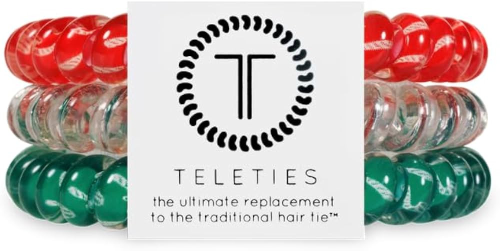 TELETIES - Small Spiral Hair Coils - Holiday Collection - Ponytail Holder Hair Ties for Women - P... | Amazon (US)