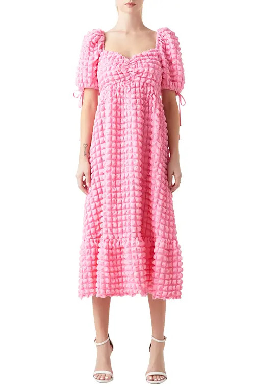 Endless Rose Texture Puff Sleeve Maxi Dress in Pink at Nordstrom, Size X-Small | Nordstrom
