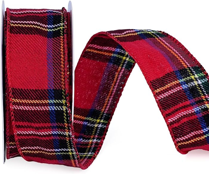 LaRibbons Christmas Red and Green Ribbon Wired 1 1/2 Inch x 10 Yards Plaid Ribbon for Gift Wrappi... | Amazon (US)