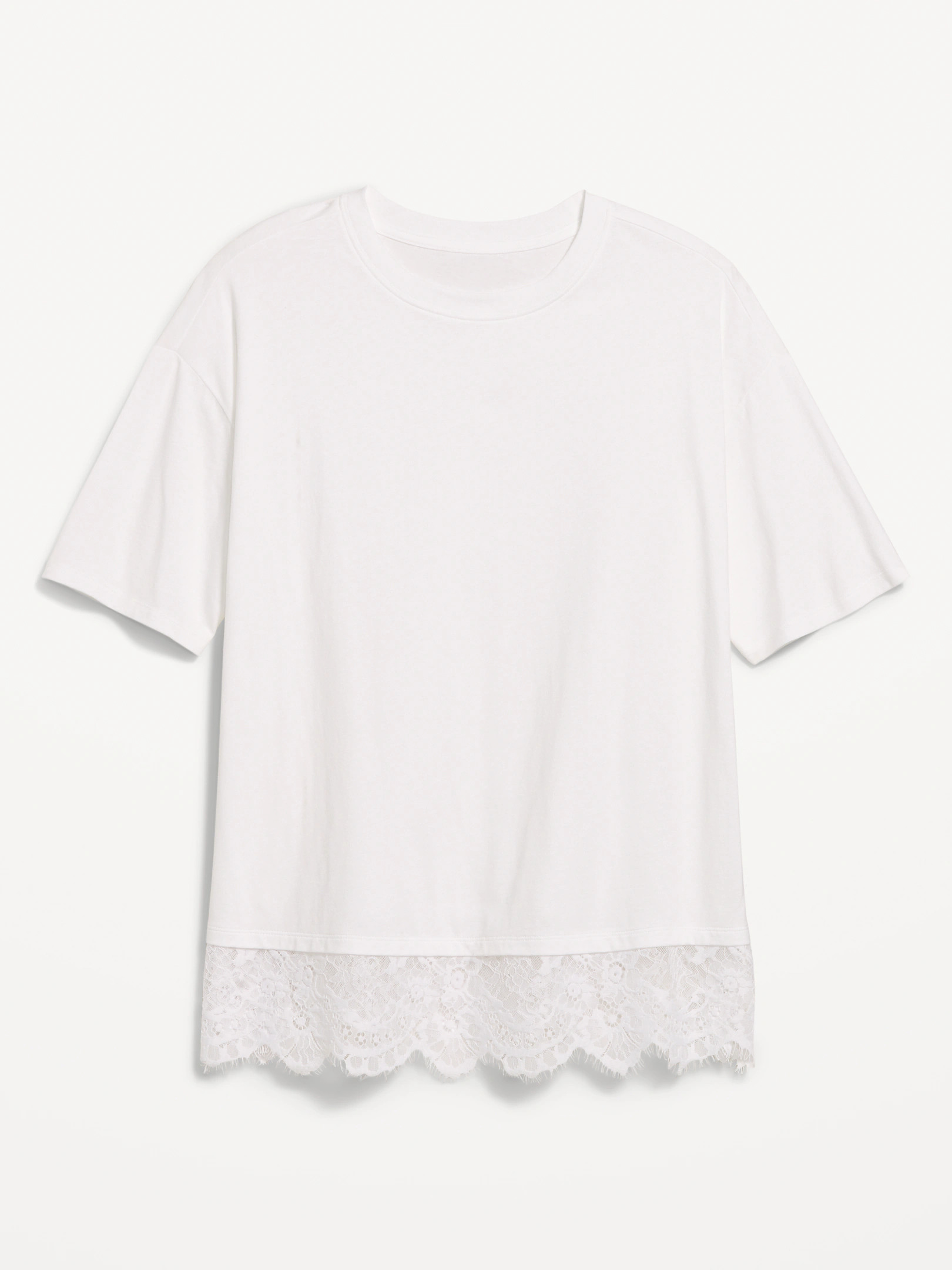 Oversized Lace Hem T-Shirt | Old Navy (US)