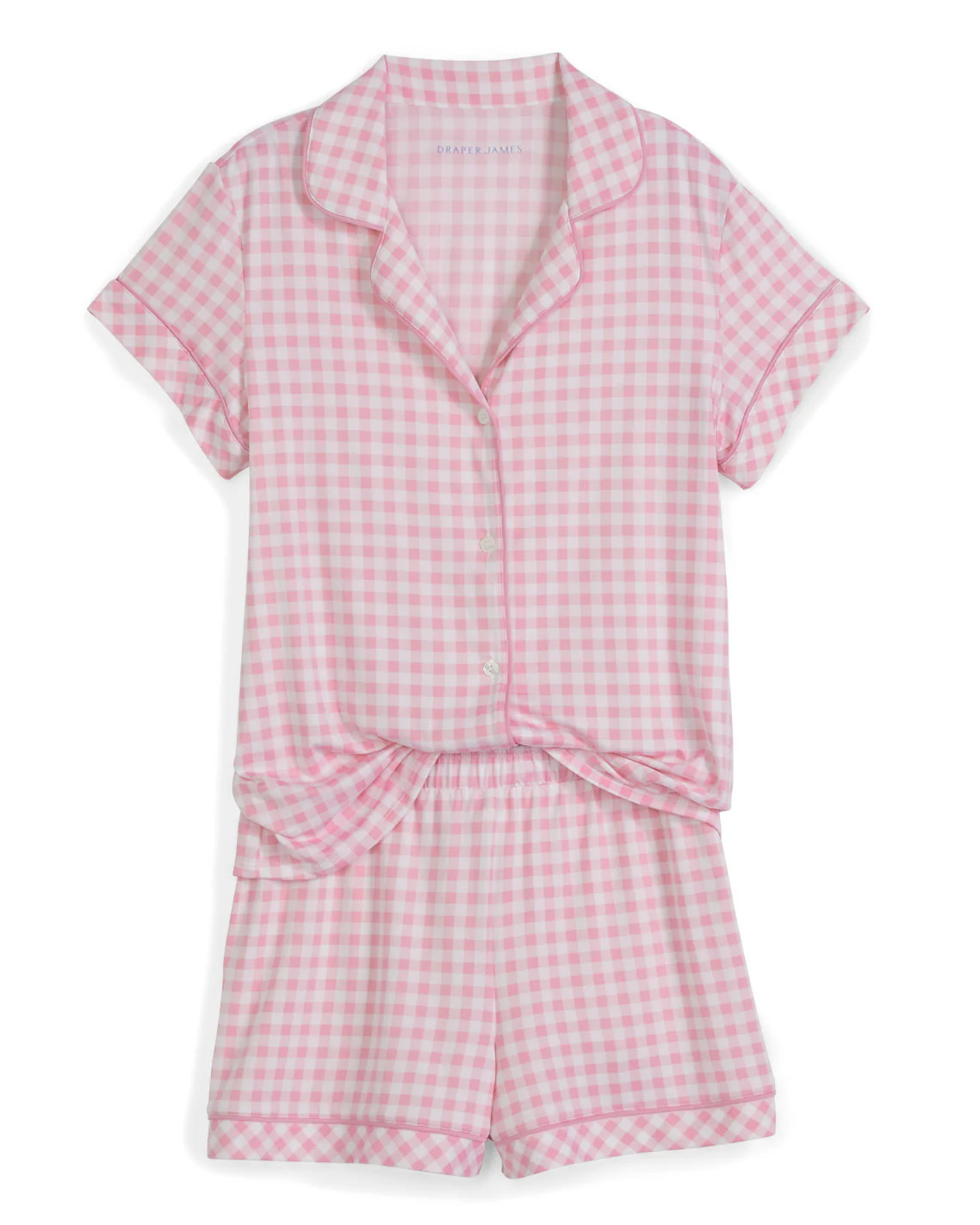 Sara Pajama Set in Light Pink Gingham | Draper James (US)