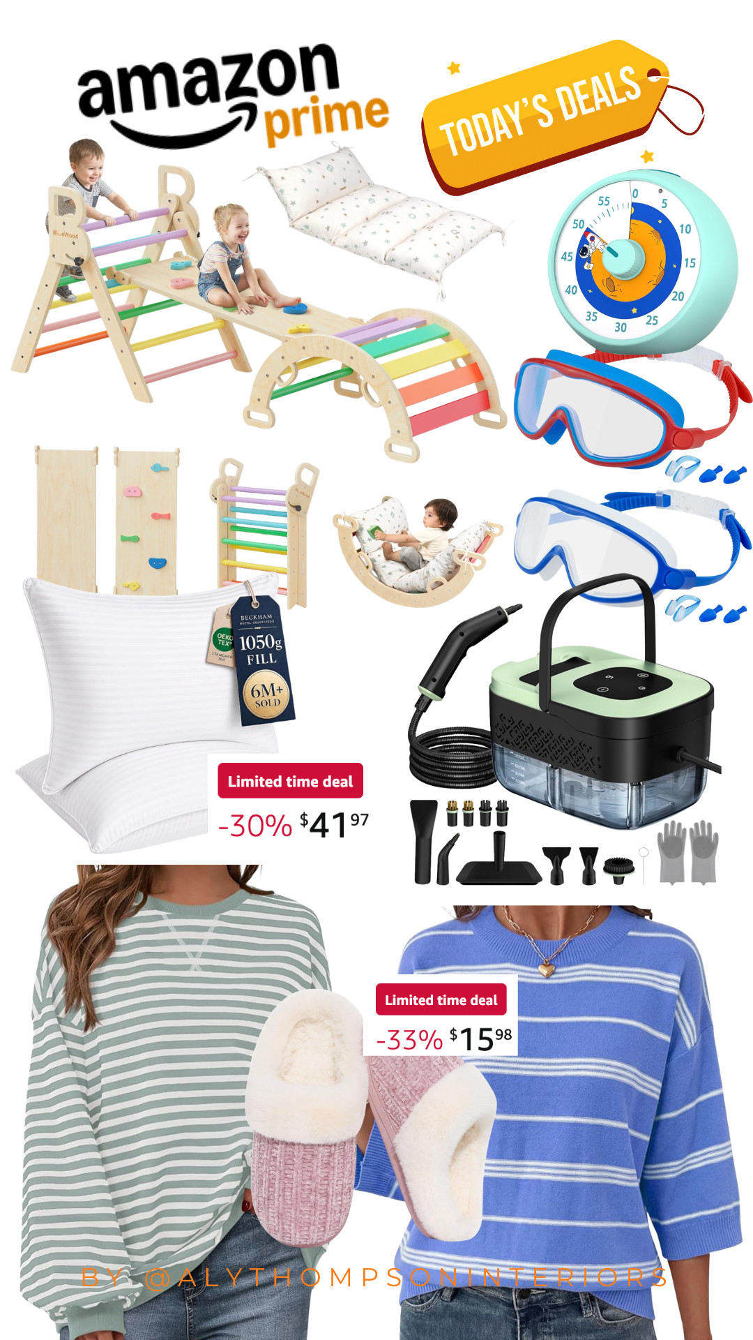 @Amazon | Amazon Prime | Today's Deals | Deal Alert | On Sale | Visual Timer | Women's Clothing | Climbing Set for Toddlers | Swimming Goggles | Steamer | Steam Cleaner | Beckham Hotel Pillows | Slippers

#LTKdayinmylife #LTKHome #LTKSaleAlert