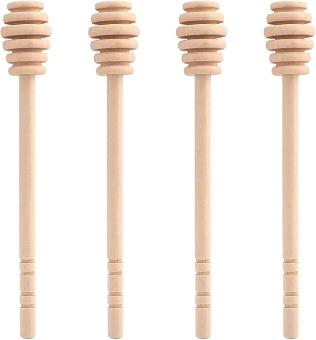 4 Pcs (6.3 Inches) Wooden Honey Mixing Stirrer Honey Dipper Sticks Honey Comb Stick Honey Spoon C... | Amazon (US)