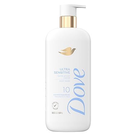 Dove Fragrance Free Body Wash Ultra Sensitive Gentle all-over cleanse 10 essential ingredients 18... | Amazon (US)