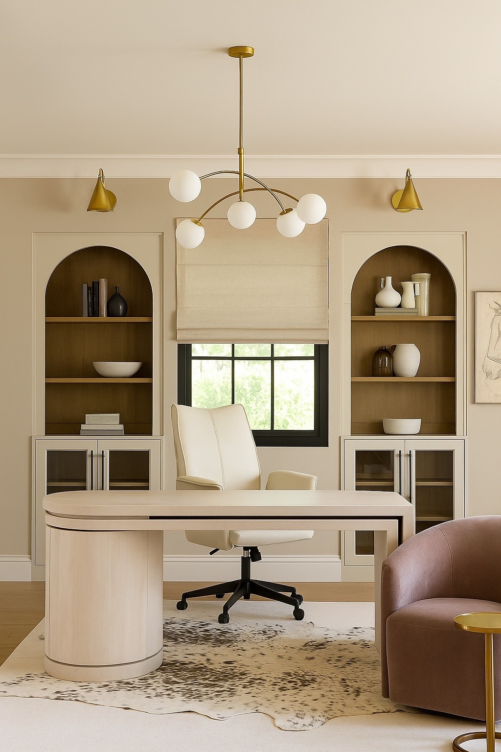Modern chic home office with western flare. Amazon home finds, bookshelf, bookcase, desk, office chair, study, cowhide, rug, sconce, chandelier, accent chair, accent table, side table, neutral

#LTKHome #LTKFindsUnder100 #LTKStyleTip