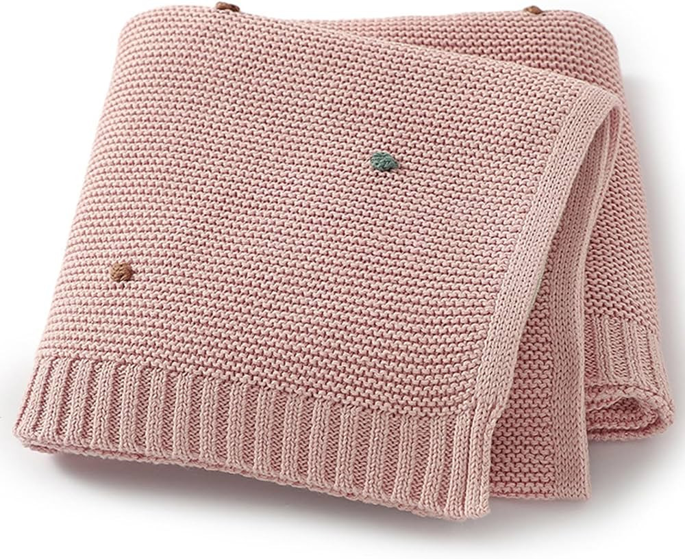 Baby Blanket Cotton Receiving Blankets with Cute Pompoms, Soft and Cozy Swaddling Blankets for Ne... | Amazon (US)