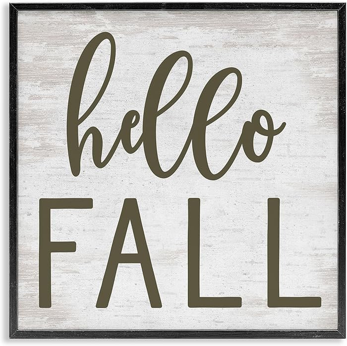 'Rustic Hello Fall Typography Seasonal Phrase'| Framed Giclee Art | Amazon (US)