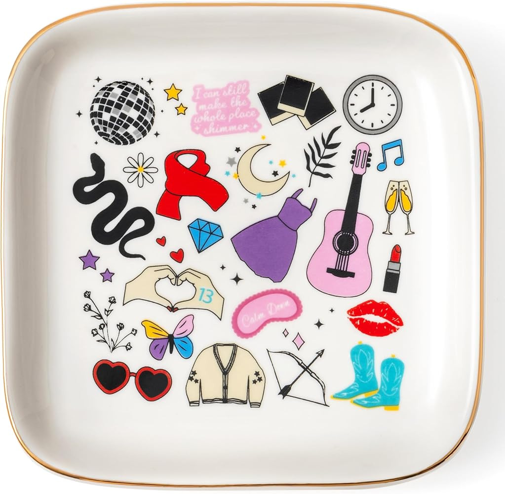 Music Theme Ring Dish - Music Fans Ceramic Jewelry Tray Friendship Birthday Gift, Singer Sweet Tr... | Amazon (US)