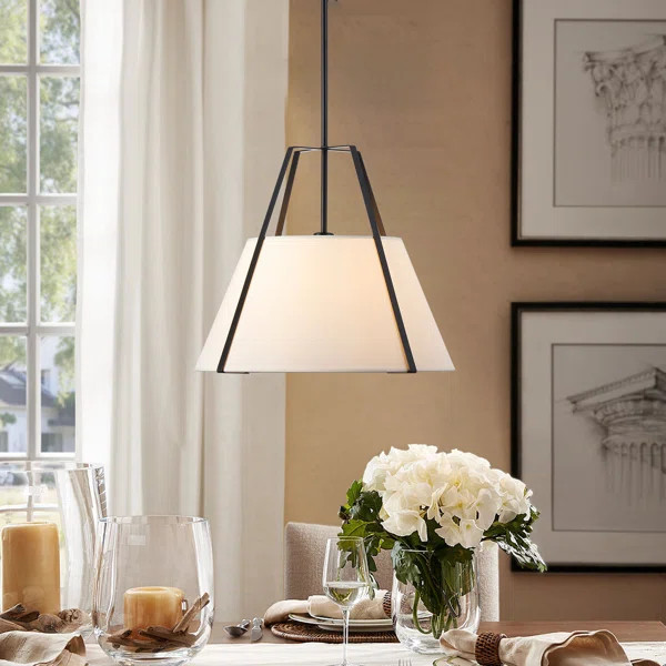 Ellrich Fabric Cone 18" Wide With Metal Chandelier Timeless Elegant Dining Room | Wayfair North America
