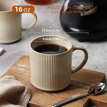 MONITO Ceramic Coffee Mug Set of 4, 16Oz Mugs Set, Ceramic Coffee Cups with Large Handles, Porcel... | Amazon (US)